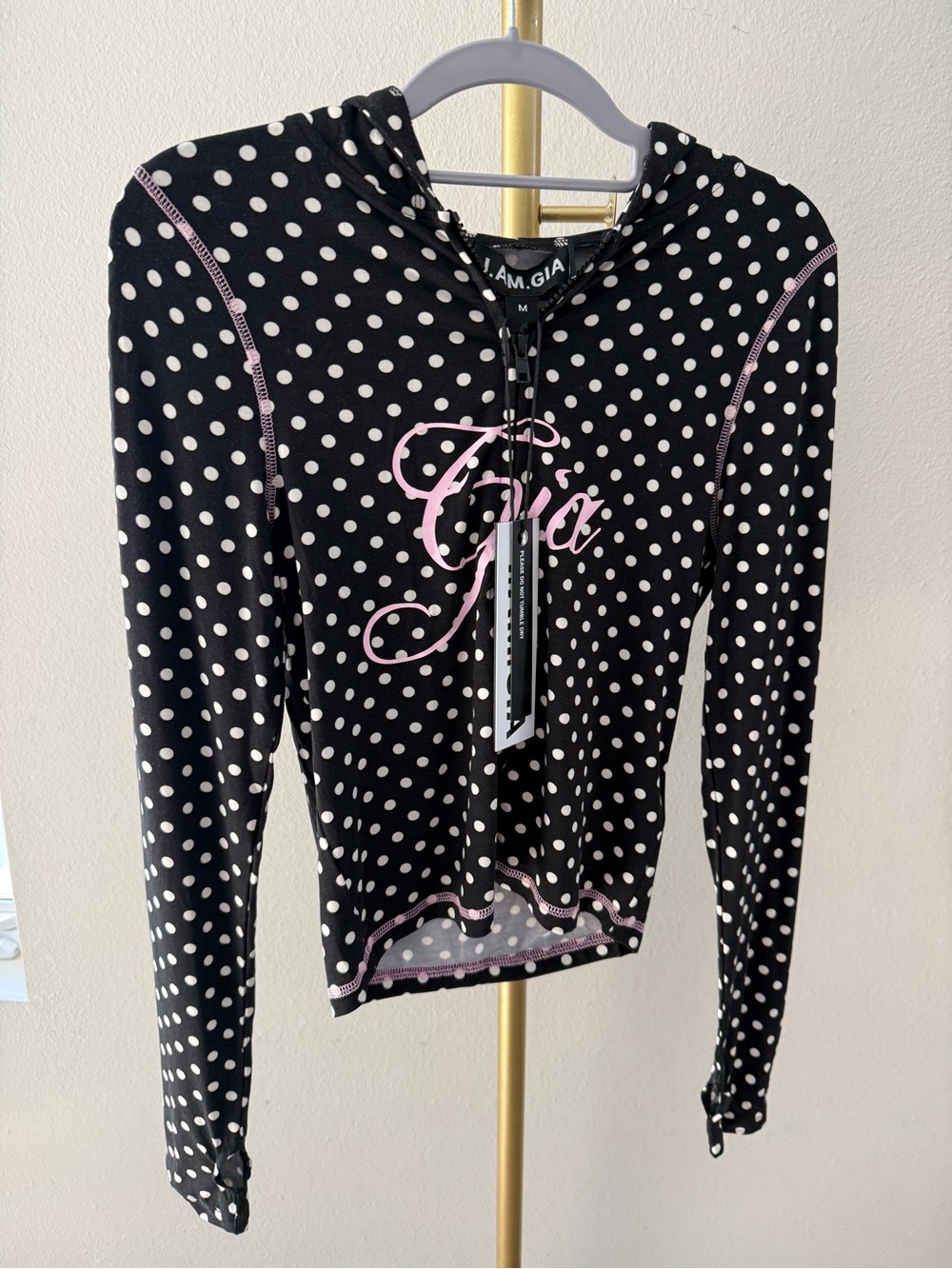 I. AM. GIA BLARE HOODIE BLACK POLKA DOT